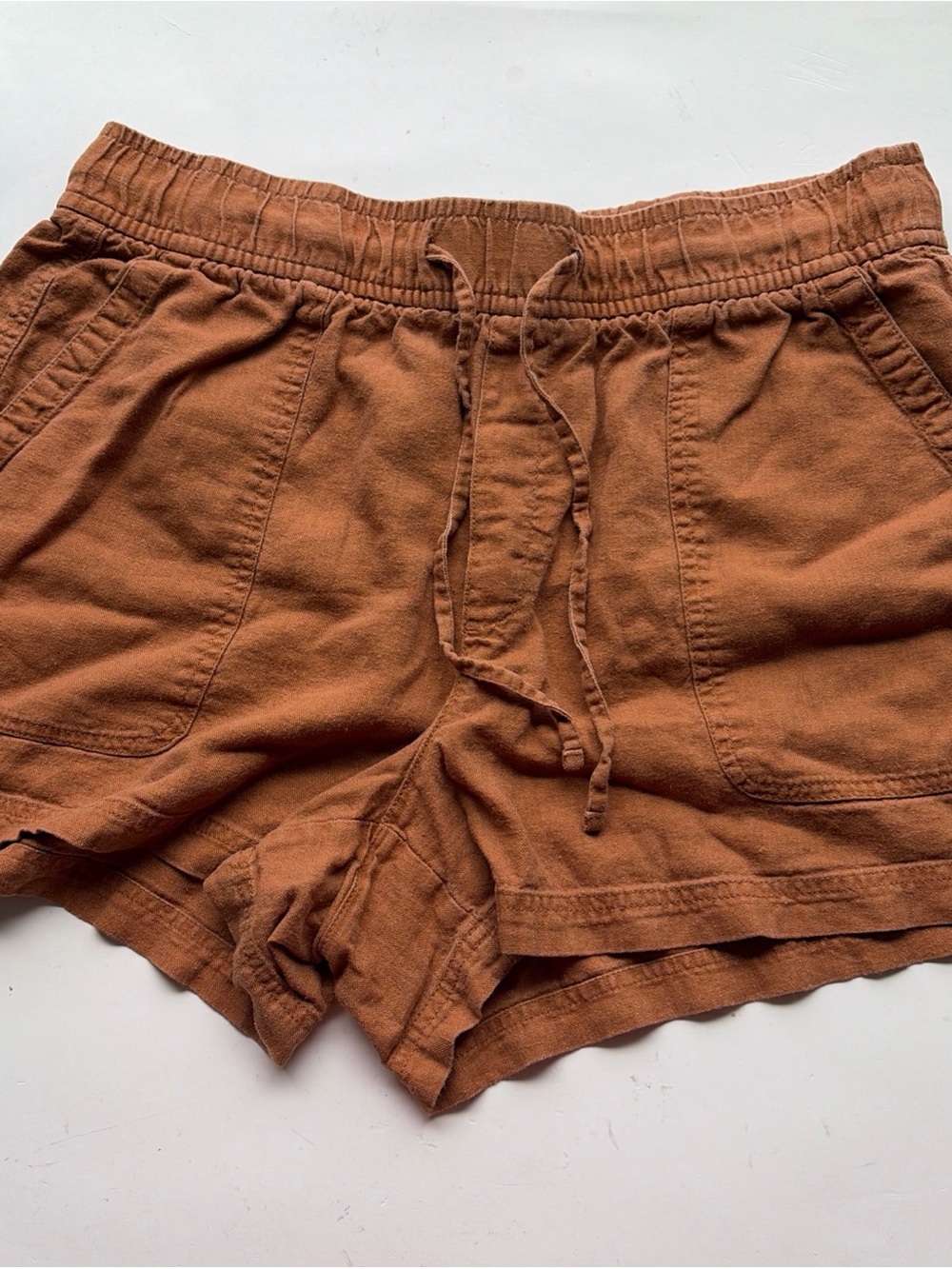 Gap Women Mini Short Linen Blend Medium Rust Color